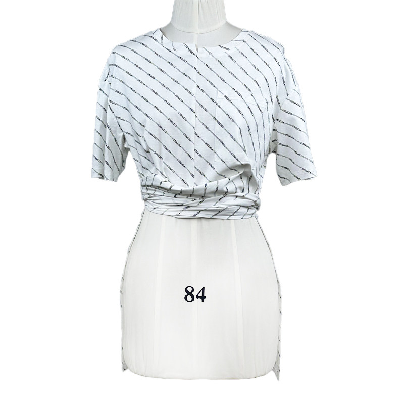 拉系列专柜正品别致个性不对称印字白T恤女夏60601041