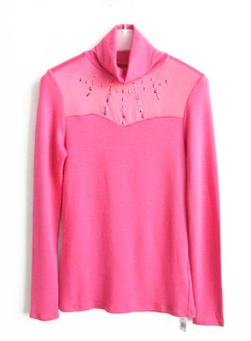 欧系列正品修身高领亮片秋衣打底衫女保暖内衣裤套装T恤女OC70133