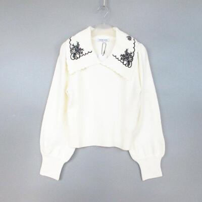 娃娃领刺绣cache正品针织毛衣女