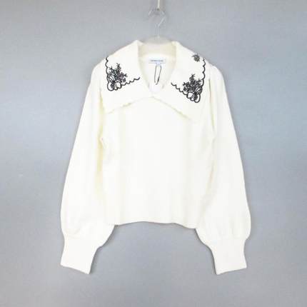 cache正品甜美绣花娃娃领灯笼袖短款套头春秋冬针织毛衣女7510031