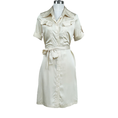 拉系列专柜正品高级仿真丝缎面纯色连衣裙两件套装女夏2L001020