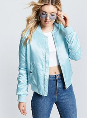 F21系列专柜正品个性潮范立领拉链夹棉夹克棉服秋冬女外套 110521