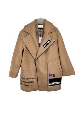 拉系列专柜正品帅气休闲大翻领毛呢外套中长款大衣女春秋2T011010