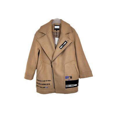 拉系列专柜正品帅气休闲大翻领毛呢外套中长款大衣女春秋2T011010