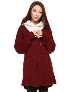 2女装 艾格伊品正品 外套毛衣开衫 暗扣宽松长袖 130216105