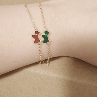 S925银迷你金小狗系列项链法式 手链情侣礼物轻奢优雅送女友