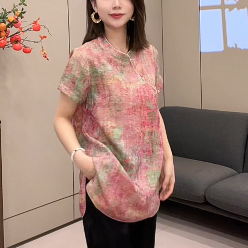 新中式国风盘扣洋气短袖衬衫上衣