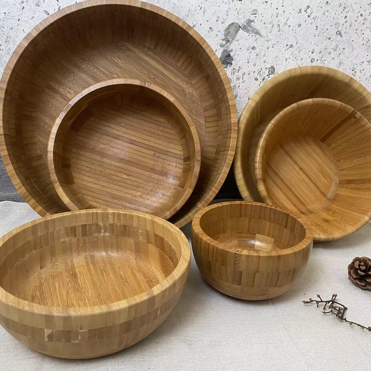 揉面盆一体木盆加厚竹碗大号碗蔬菜沙拉碗面膜