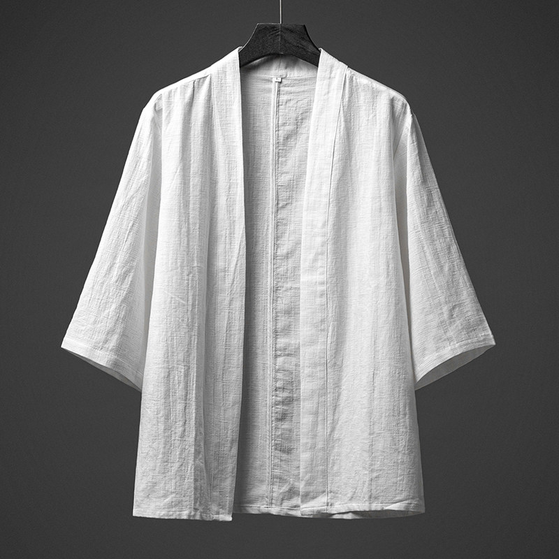 夏季男汉服棉麻五分袖道袍