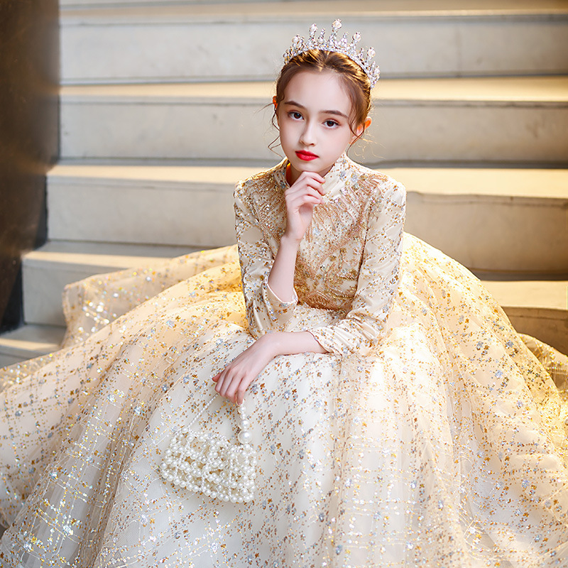 加肥加大女大童礼服生日公主裙花童婚纱裙蓬蓬纱主持人钢琴演出服