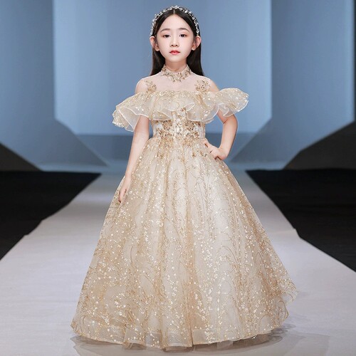 加肥加大码高端礼服公主裙生日花童蓬蓬纱主持人女大童钢琴演出服
