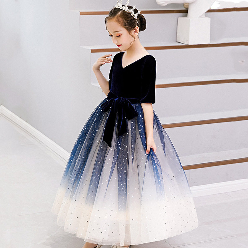 女大童高端大码晚礼服公主裙婚纱蓬蓬裙花童生日主持人钢琴演出服