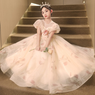 大码重工晚礼服主持人蓬蓬裙胖女孩生日宴会花童公主裙钢琴演出服