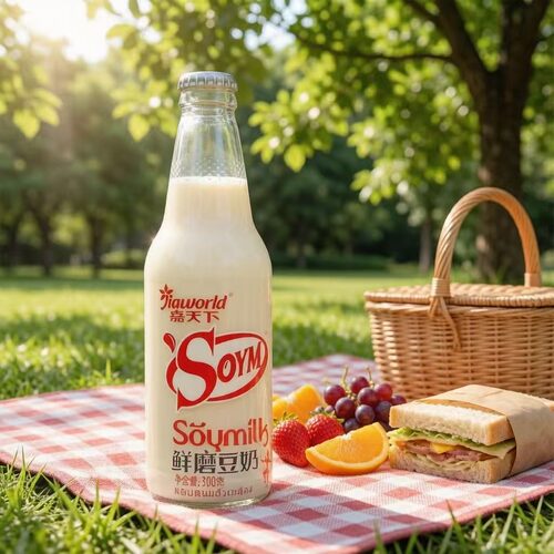 嘉天下鲜磨豆奶饮料 原味豆奶饮品300ml*瓶玻璃瓶装整箱包邮 - 封面