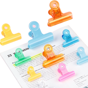 24个装夹子彩色透明韩国小清新长尾夹大号文件夹子文具中号混装小夹子小号票据夹试卷书夹子