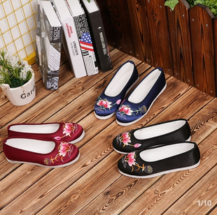 女士鞋 汉服古装 子老北京布底鞋 莲花女款 旗袍 民族风寿鞋 千层底布鞋