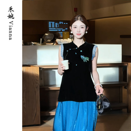 “100桑蚕丝”锦鲤国风马甲
