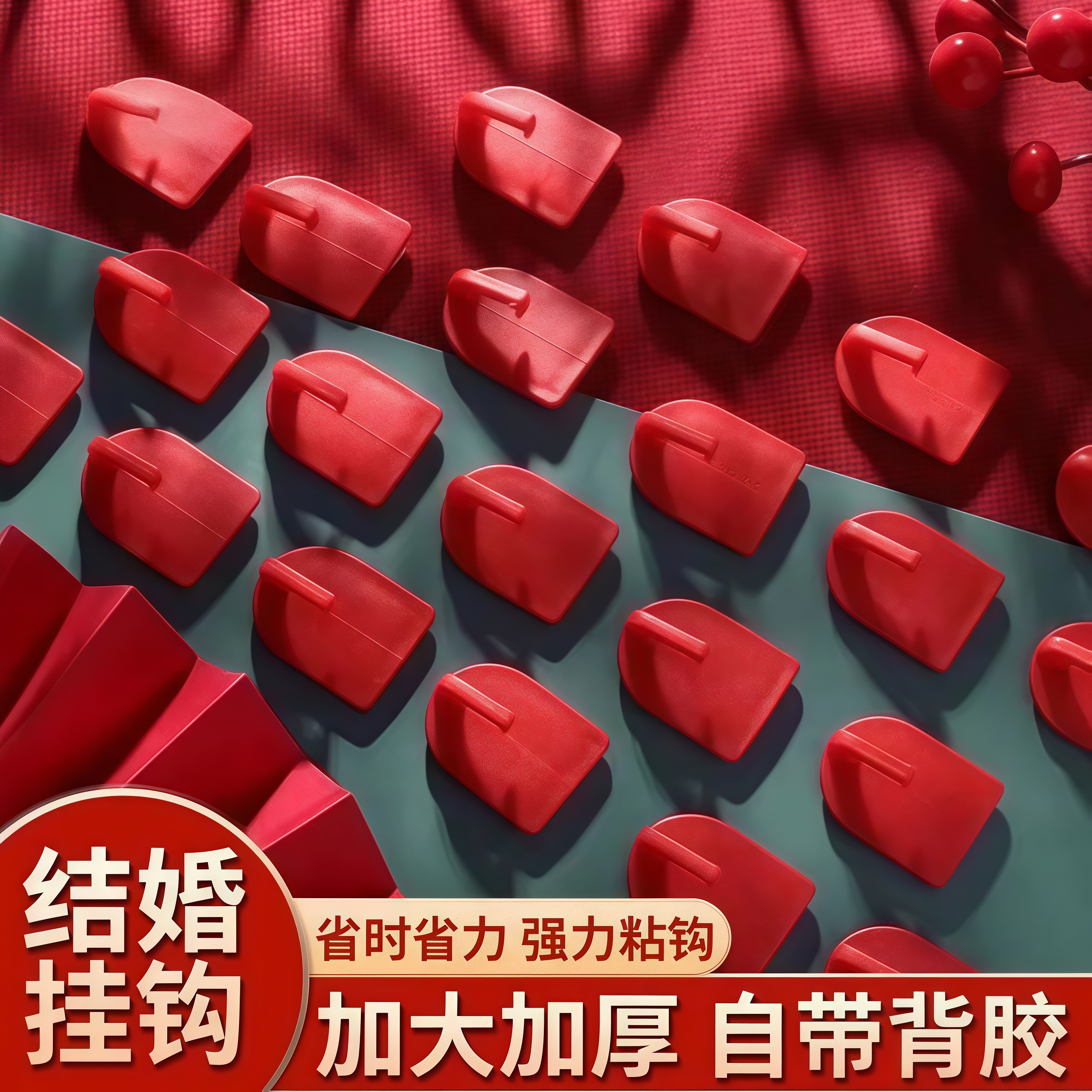 婚庆红色春节喜装饰挂钩强力粘钩