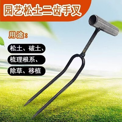 手持松土破土两齿叉种菜养花施肥