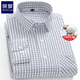 短袖 保罗纯棉长袖 衬衣 春秋休闲全棉格子寸衣休闲夏季 薄款 衬衫 男士