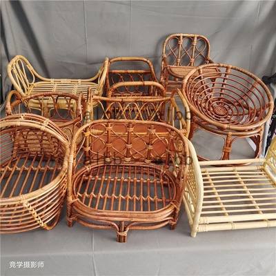 Newborn Photography Props Retro Rattan Basket Chair Infant P