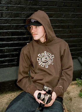 rel@xed 套头宽松慵懒风太阳卷卫衣基础款加绒卫裤美式套装潮牌