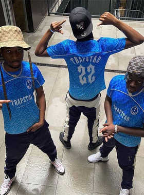 Trapstar 夏季时尚男士T恤黑色棉质短袖圆领涂鸦透气高品质修身