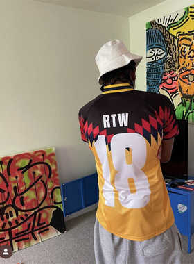 Corteiz俱乐部球衣新款撞色拼接短袖男女宽松休闲夏季速干t恤潮