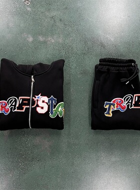 Colorful Trapstar 彩色运动套装高版本刺绣休闲连帽原创时尚卫衣