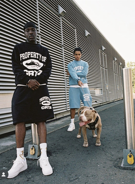 Corteiz 新款卫衣短裤套装大码logo设计嘻哈街头加绒保暖长袖圆领