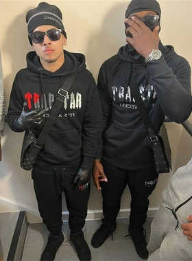 Trapstar 字母印花男女款多色保暖两件套宽松连帽衫裤子慢跑套装