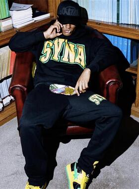 SYNA新款时尚百搭潮牌秋冬拱形印花连帽休闲卫衣卫裤运动套装男女