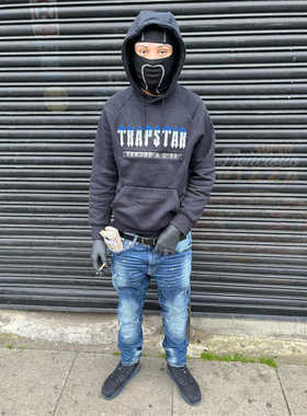 Trapstar 雪尼尔解码运动服休闲不平整卫衣刺绣连帽英国潮牌混字