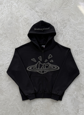 Broken Planet 男女连帽卫衣 Zip Hoodie-Black 新款发泡开衫外套