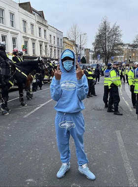 CorteizCRTEIZcrtzlog印花字母男女秋冬新款宽松纯棉卫衣卫裤套装