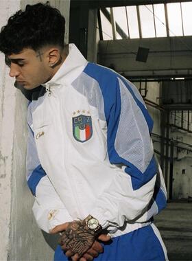 Corteiz  新款时尚立领梭织白蓝色夹克长裤潮牌运动套装高品质男