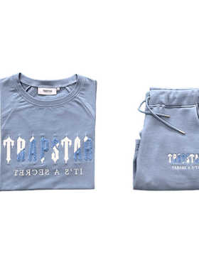 Trapstar 欧美高街潮牌T彩色毛巾刺绣短袖短裤说唱休闲青年套装