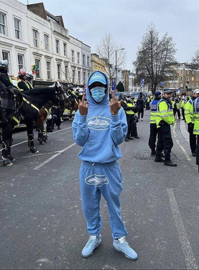 Corteiz 新款美式街头套装小众设计加绒男女束脚秋冬宽松卫衣长裤