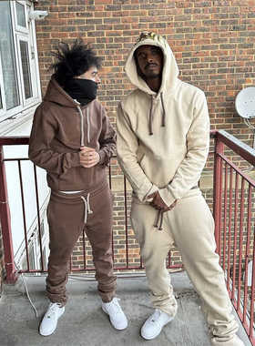 SYNA 新款潮牌韩版长袖男女款连帽卫衣长裤套装运动薄绒面料嘻哈