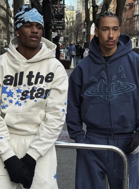 Broken Planet 新款美式街头潮发泡破碎星球拉链时尚宽松休闲卫衣