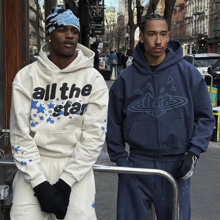 Broken Planet 新款美式街头潮发泡破碎星球拉链时尚宽松休闲卫衣