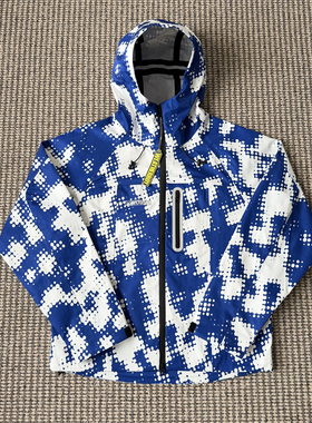 Protect 男女连帽防水 Windbreaker Blue Camo Jacket 蓝白冲锋衣
