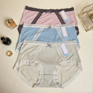 30092中腰包臀莫代尔棉花边透气石墨烯裤 2条装 彩田旗下伊内内裤