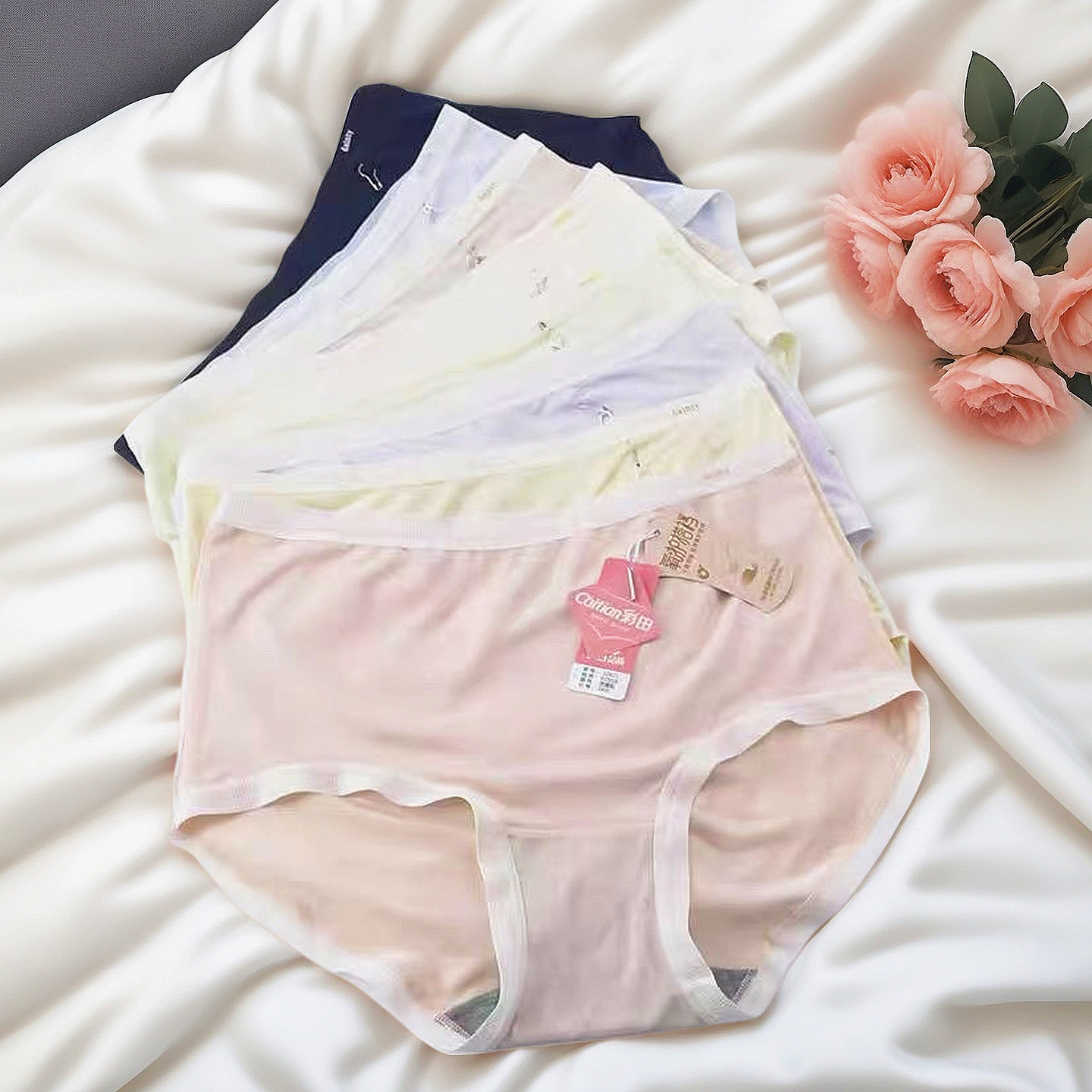 3条装！彩田内裤32621中高腰纯色简约柔软莫代尔石墨烯透气包臀裤