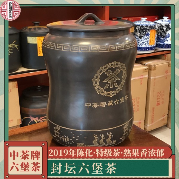 金奖好茶 熟果香浓郁 茶汤细腻饱满 中茶封坛六堡茶 特级茶高品质