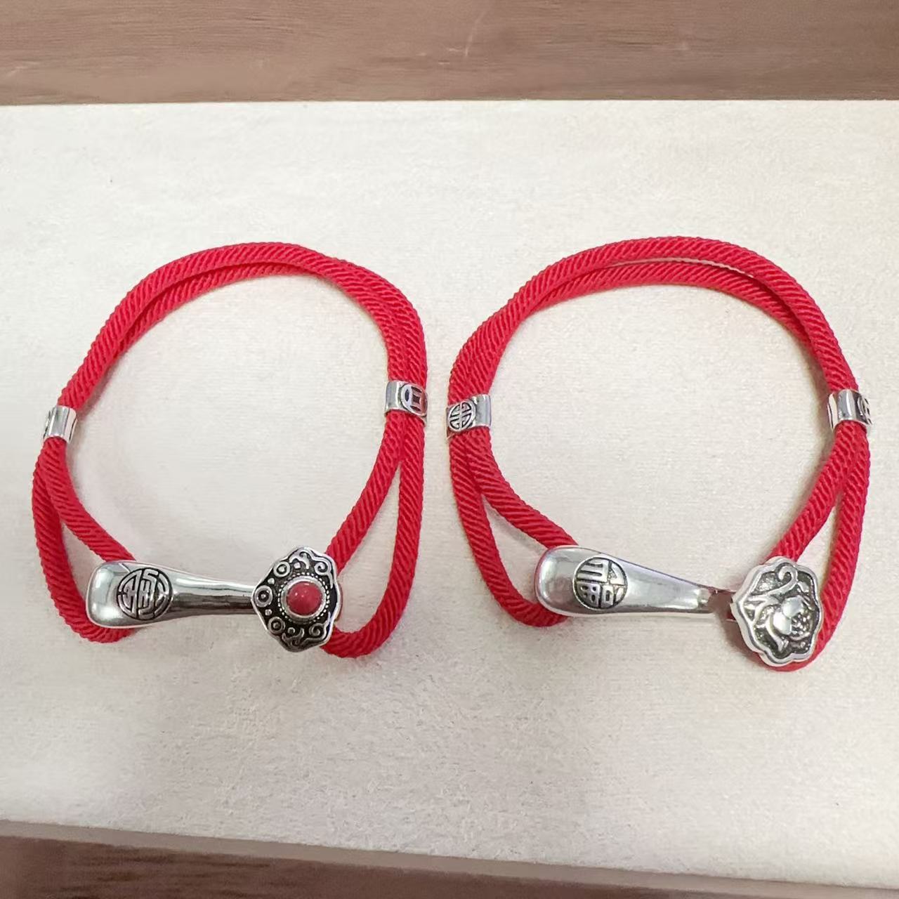 泰国特色小众设计牡丹福字盘缠