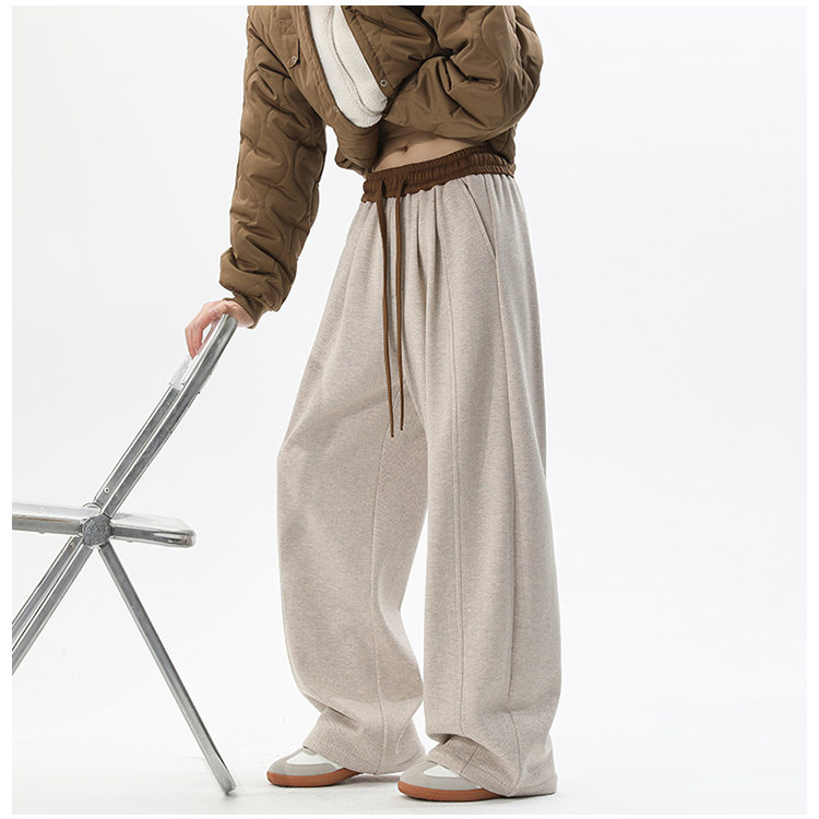 秋冬日系运动加厚保暖撞色休闲裤