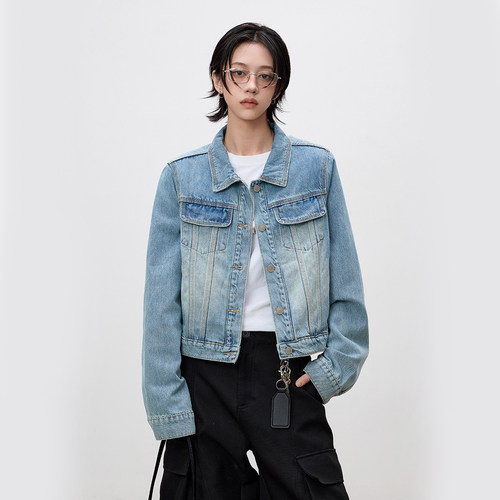 美式解构拼接cleanfit牛仔外套男