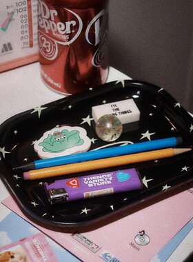 韩国thence美式复古多用途铁盘托盘桌面杂物收纳盘零食餐盘ins风