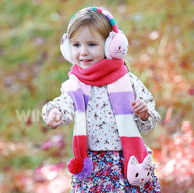 韩国winghouse可爱公主风女童幼儿园小学生冬季加绒保暖围巾围脖